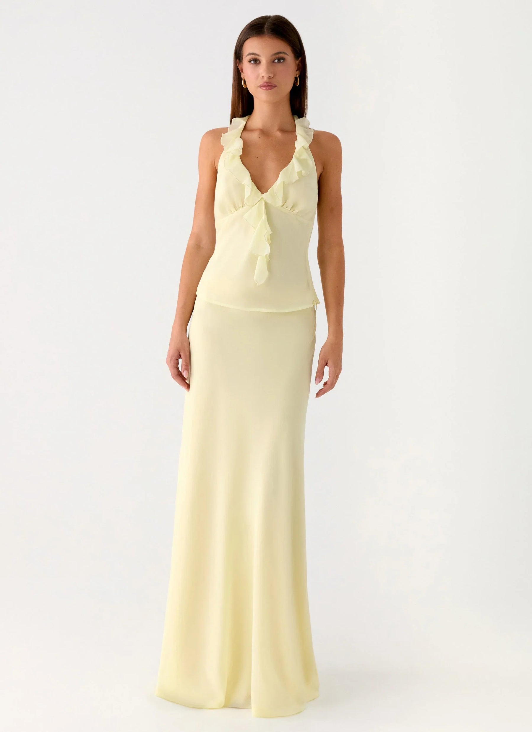 Star Girl Chiffon Maxi Skirt - Yellow