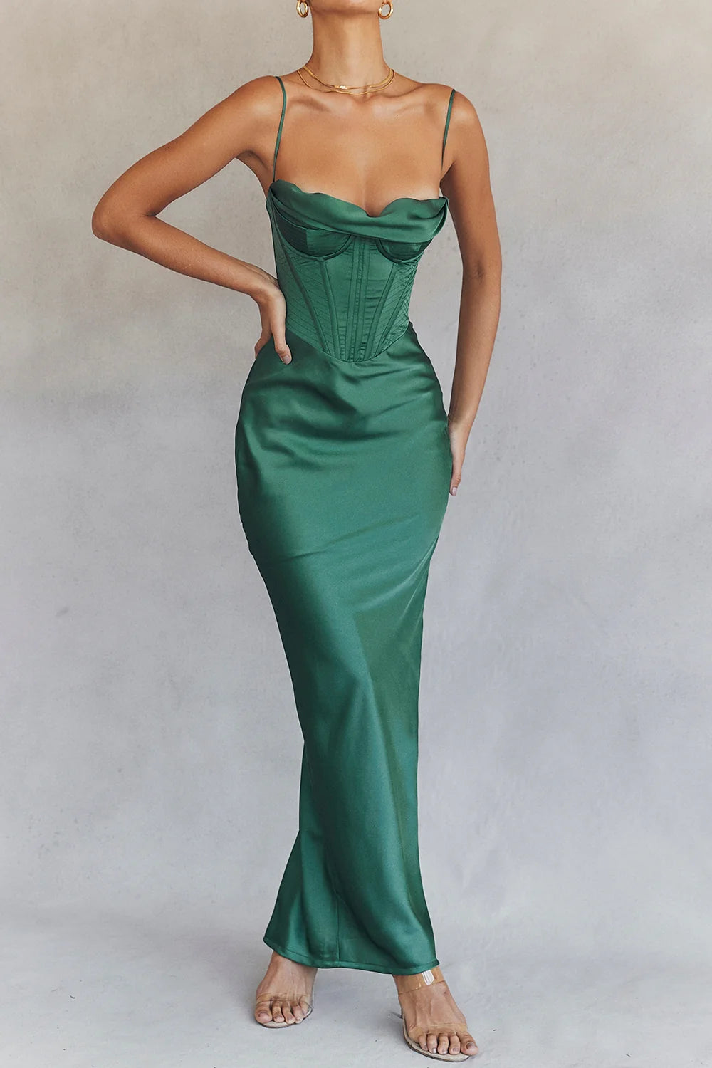 forest corset maxi dress