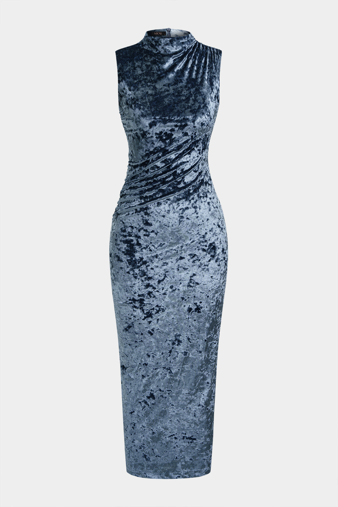 Velvet Ruched Sleeveless Maxi Dress