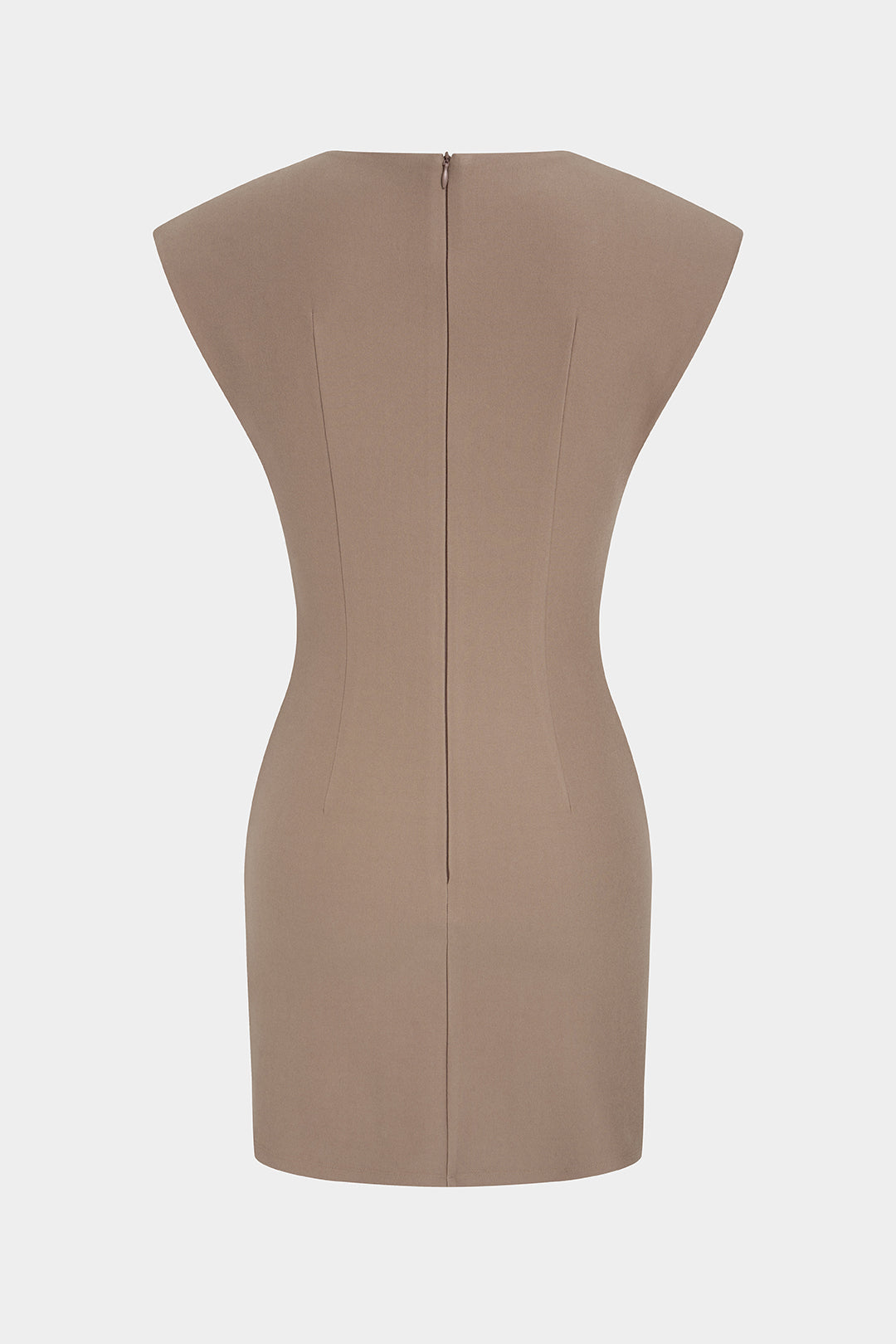 Round Neck Napoleon Button Sleeveless Mini Dress