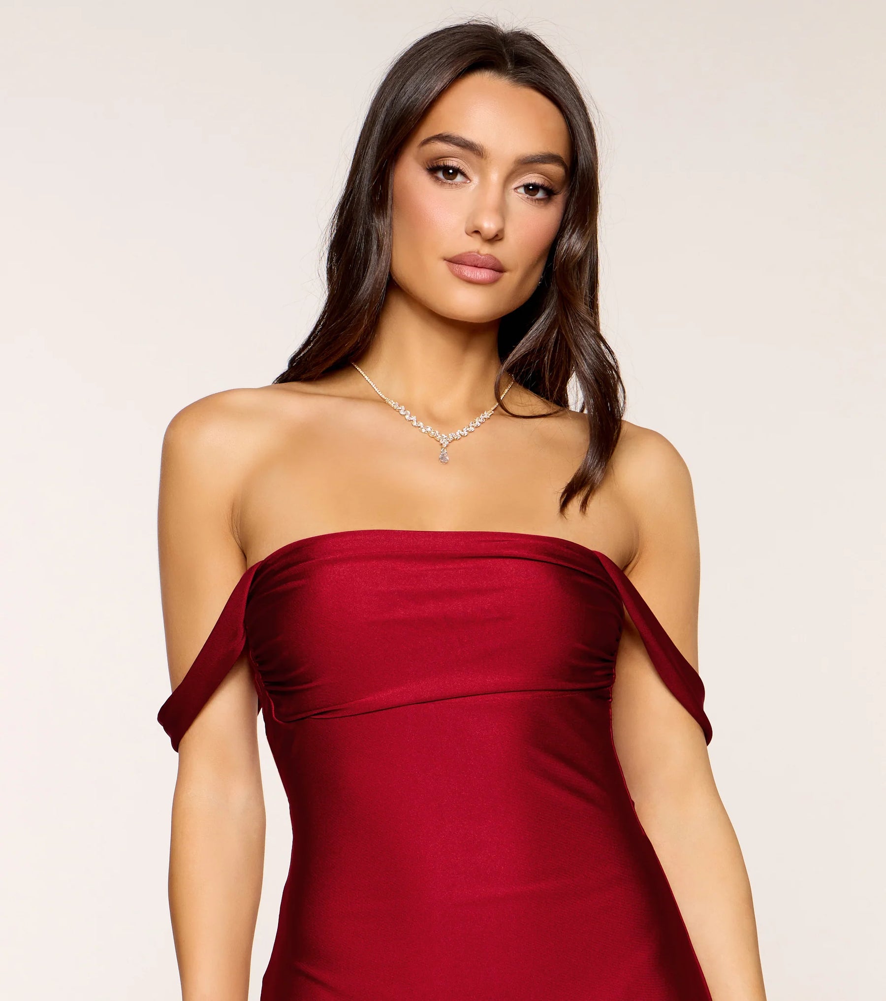 Classics Lover Off-The-Shoulder Satin A-Line Mini Dress