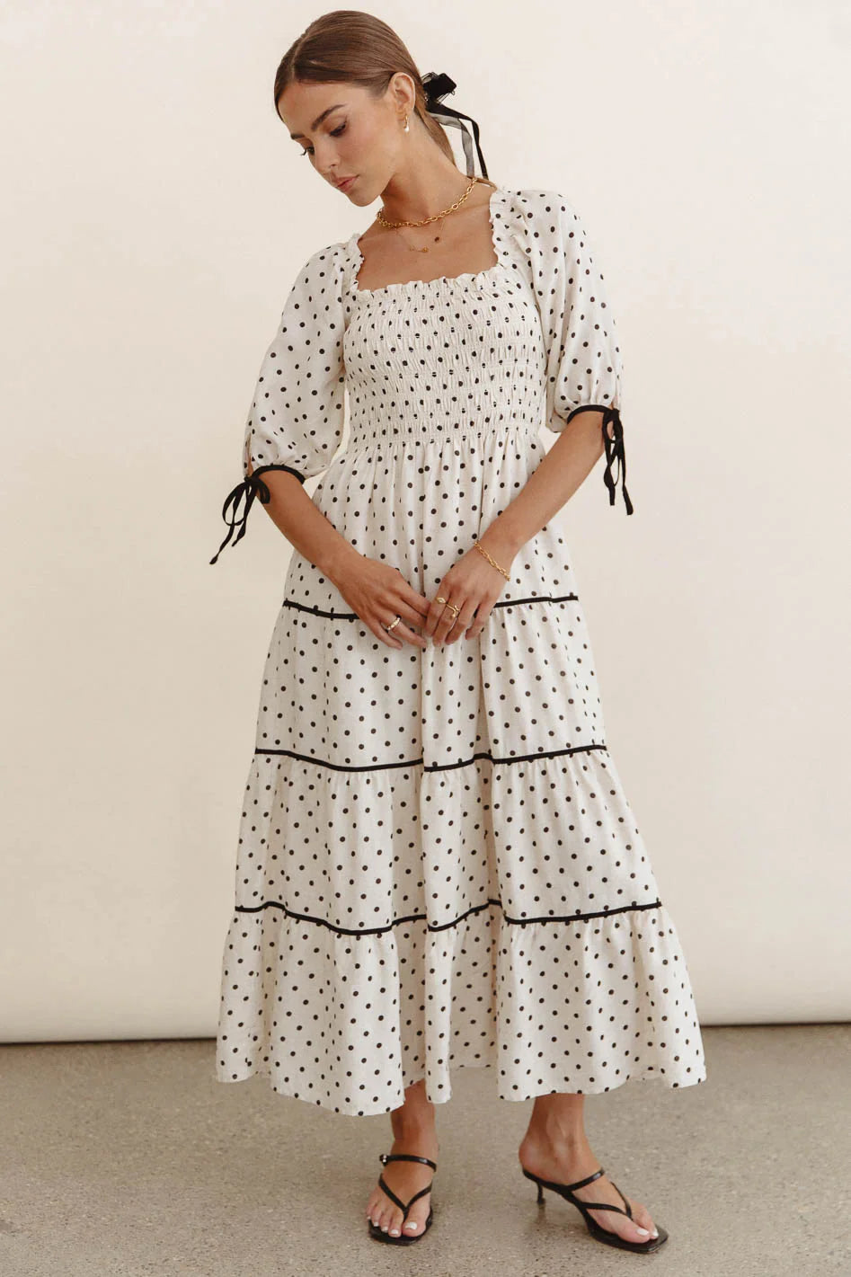 Hunter Smocked Polka Dot Dress