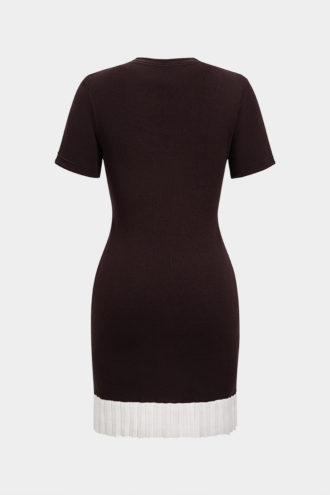 Contrast Round Neck Metallic Button Short Sleeve Mini Dress