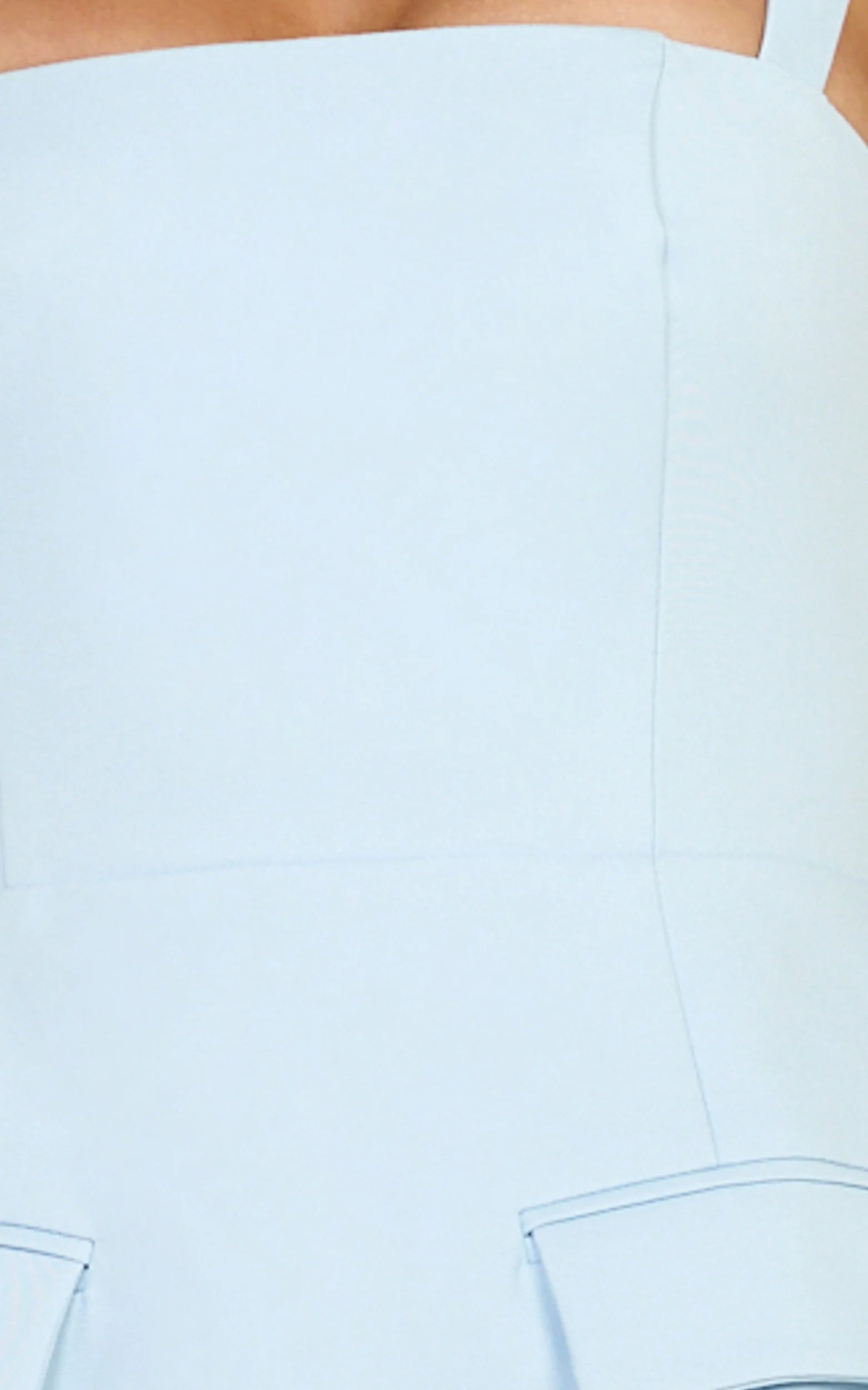 Garrett Mini Dress - Square Neck Fit And Flare Dress in Light Blue