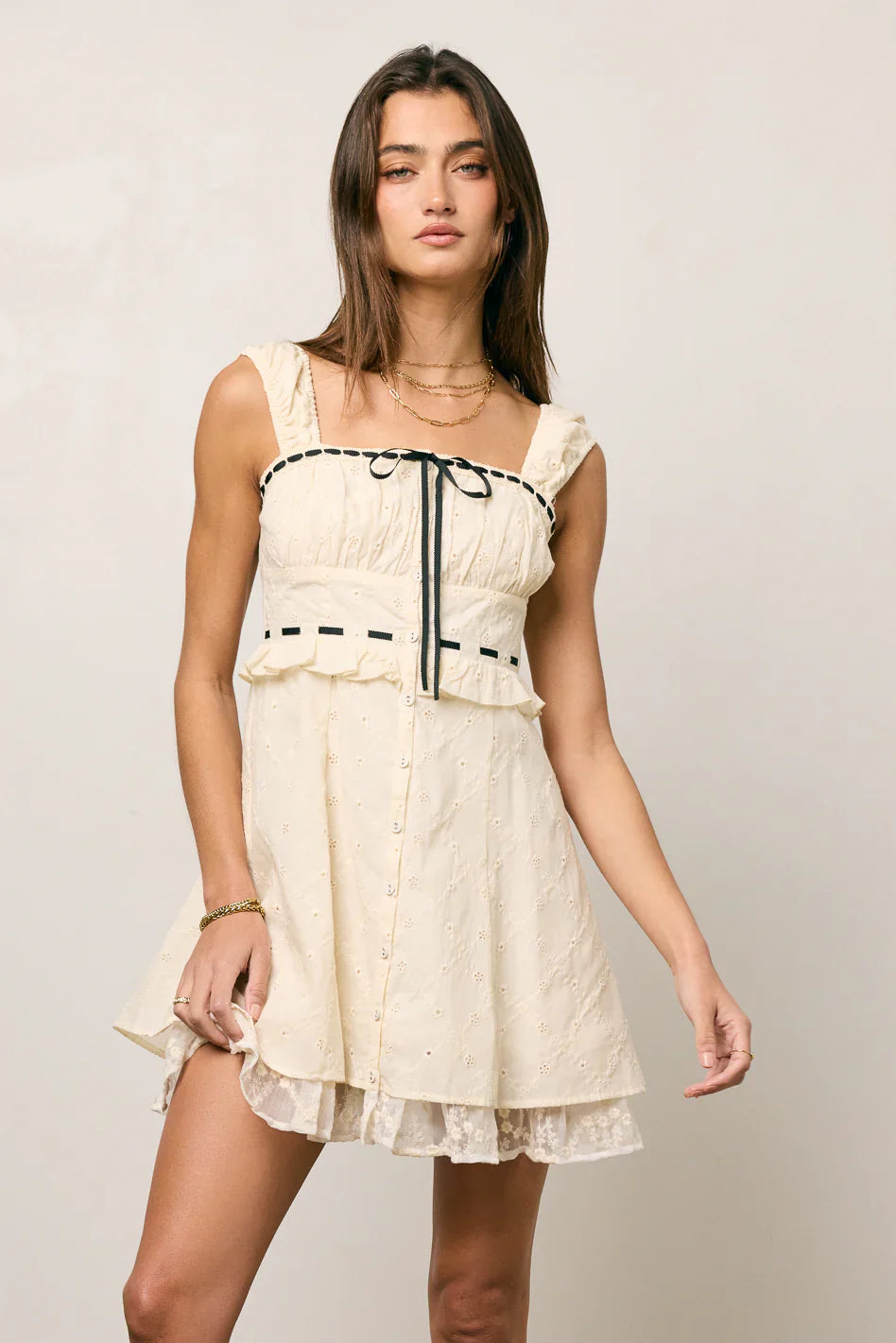 Teddie Embroidered Mini Dress
