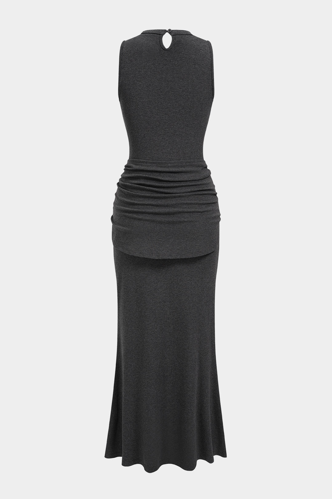Tie-Up Ruched Sleeveless Maxi Dress