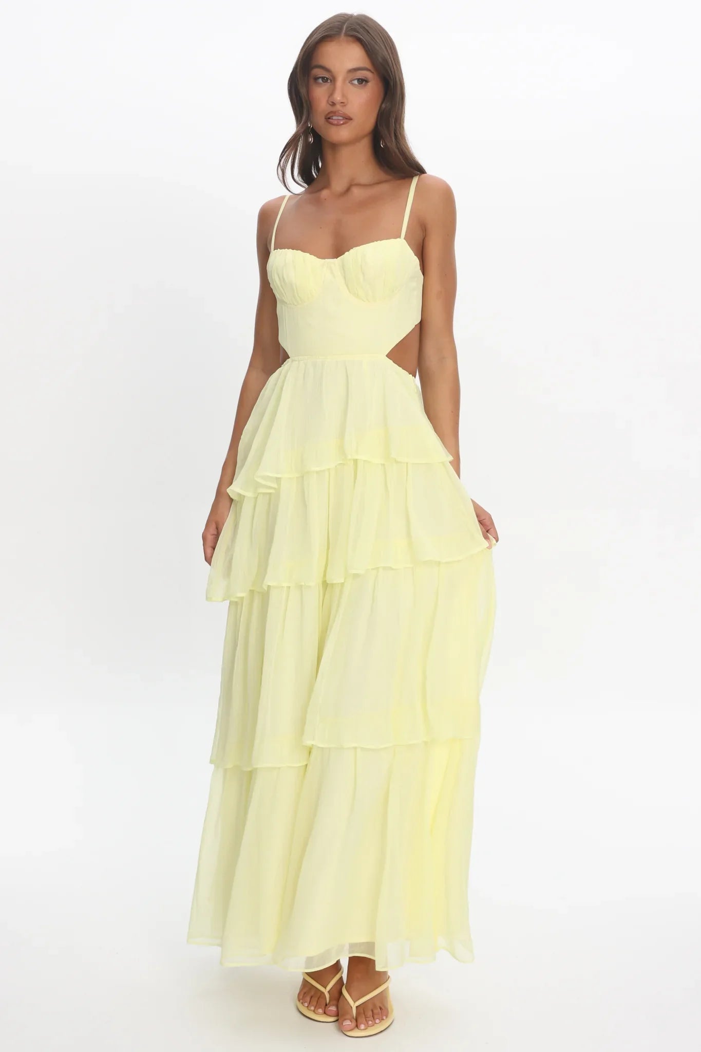 Vianne Tiered Cut-Out Maxi Dress Butter