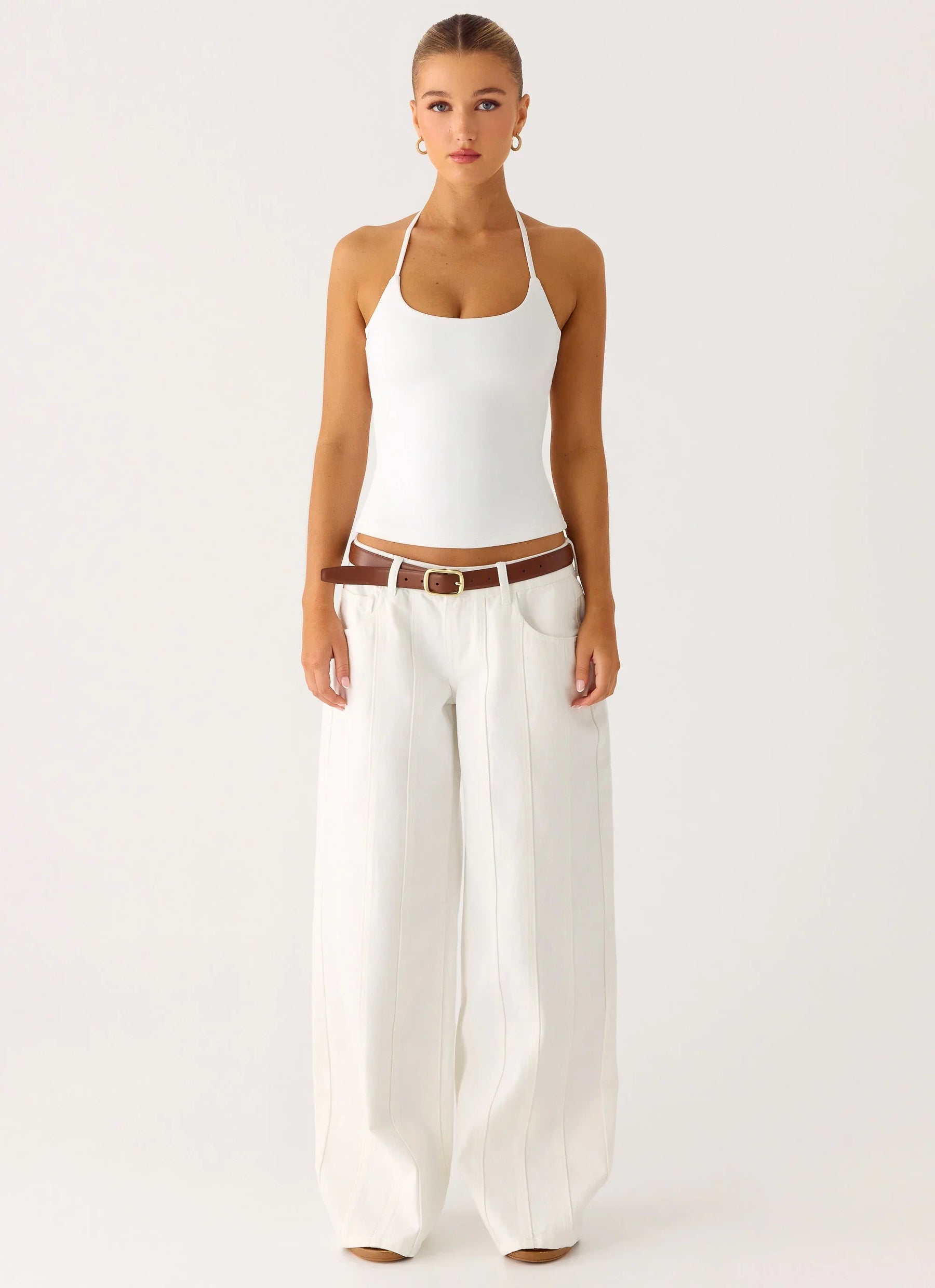 Johnny Low Rise Wide Leg Denim Jeans - White