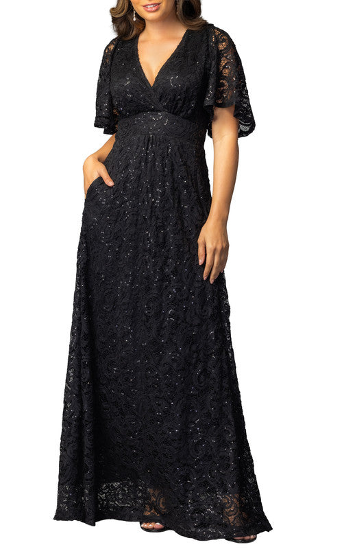 Luminous Sequin Lace Evening Gown