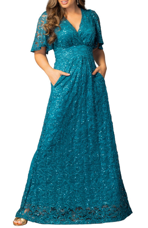 Luminous Sequin Lace Evening Gown