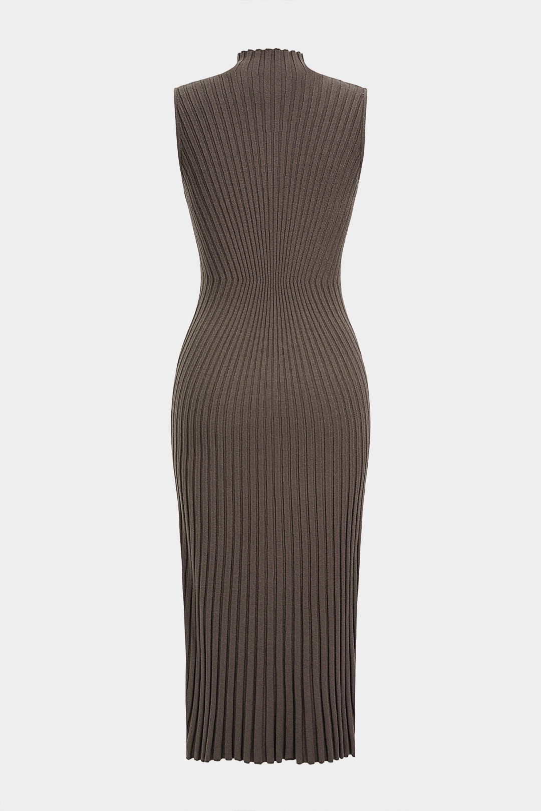 Knit Mock Neck Ribbed Sleeveless Maxi Dress