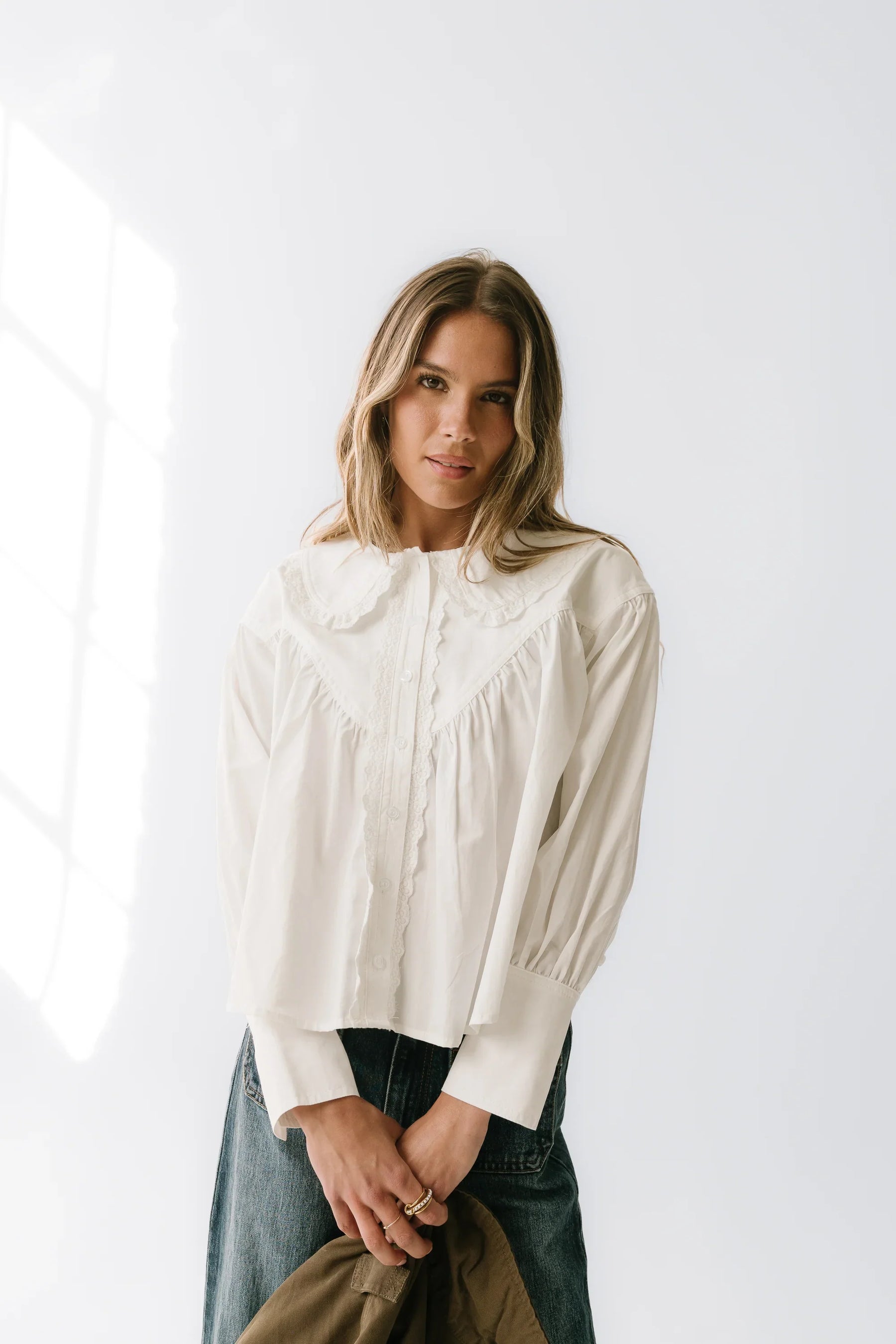 Amelia Collared Blouse in White