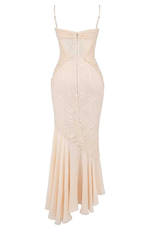 vanilla chiffon & lace gown