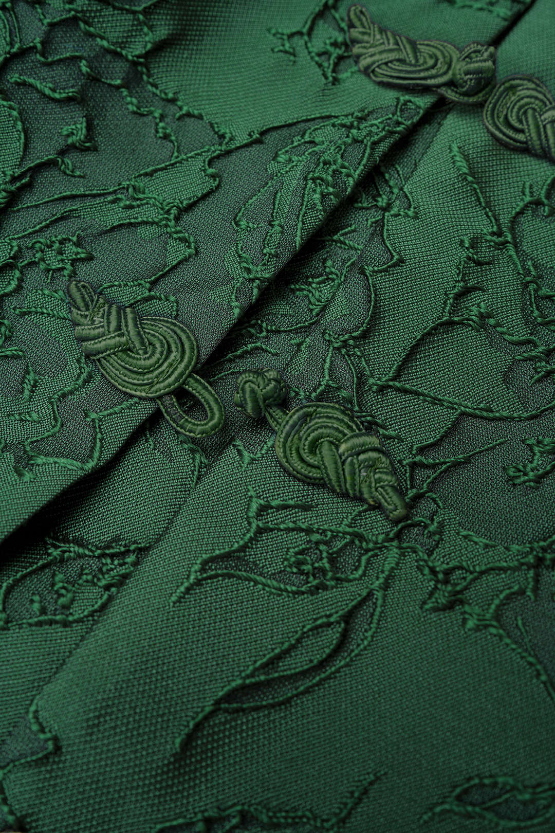 Jacquard Frog Button Sleeveless Mini Dress