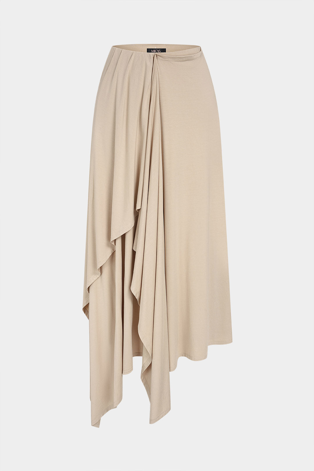 Solid Asymmetrical Ruched Skirt