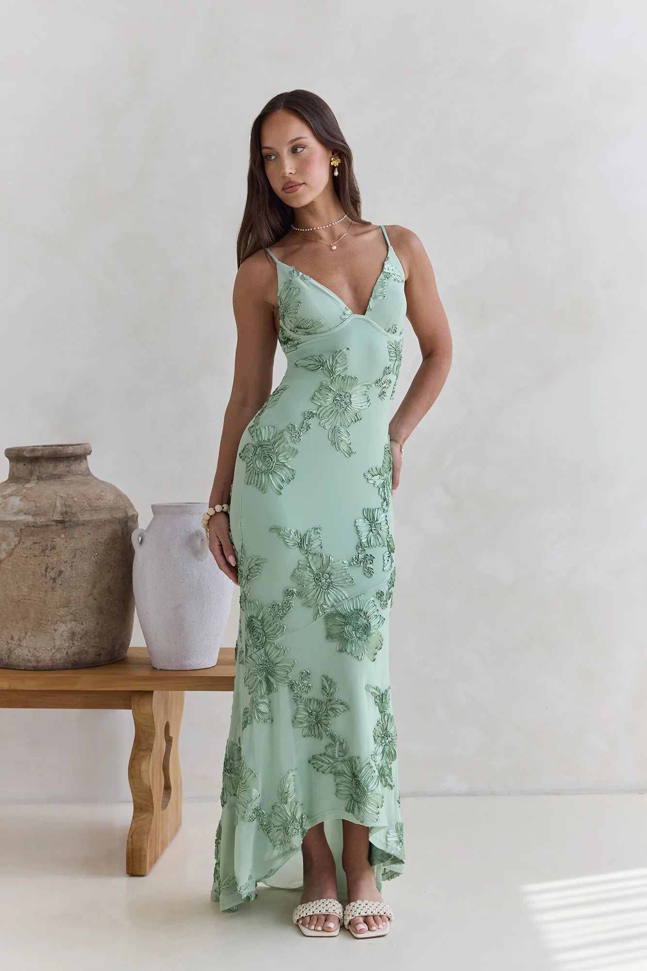Just As Sweet Mesh Maxi Dress Sage