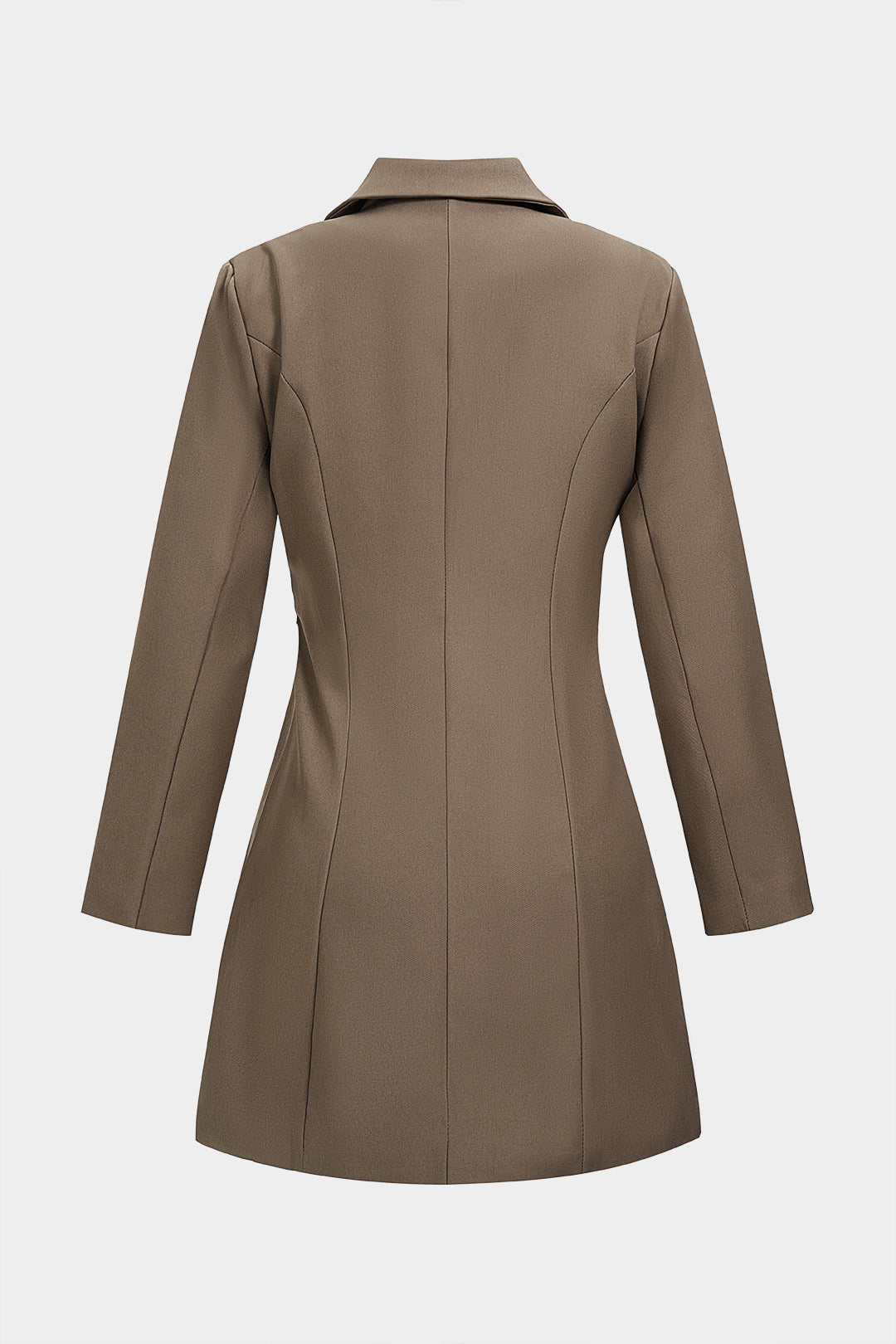 Notched Lapel Tie-Up Asymmetrical Pleated Long Sleeve Mini Dress