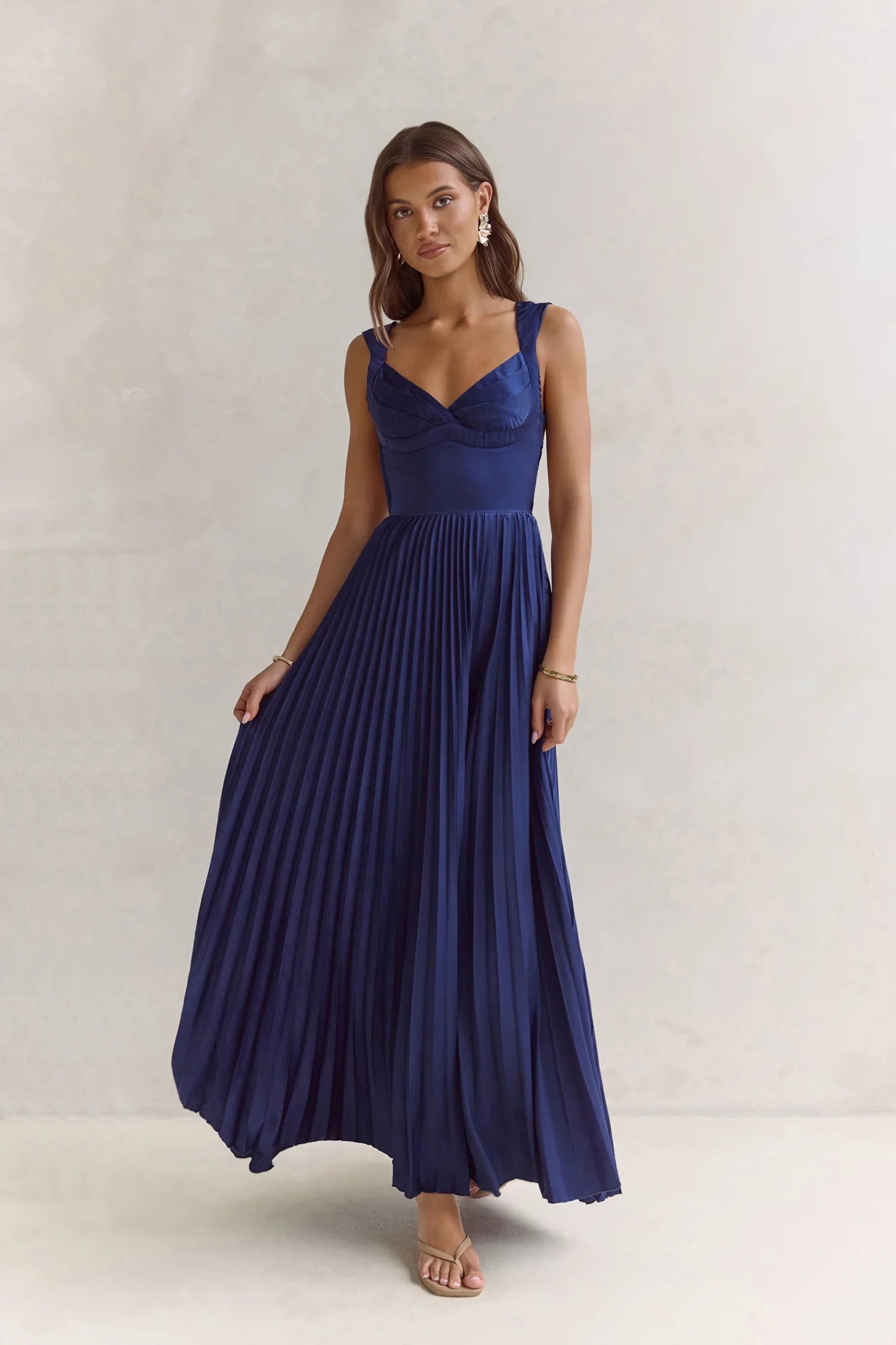 Song Of The Sky Plisse Maxi Dress Navy