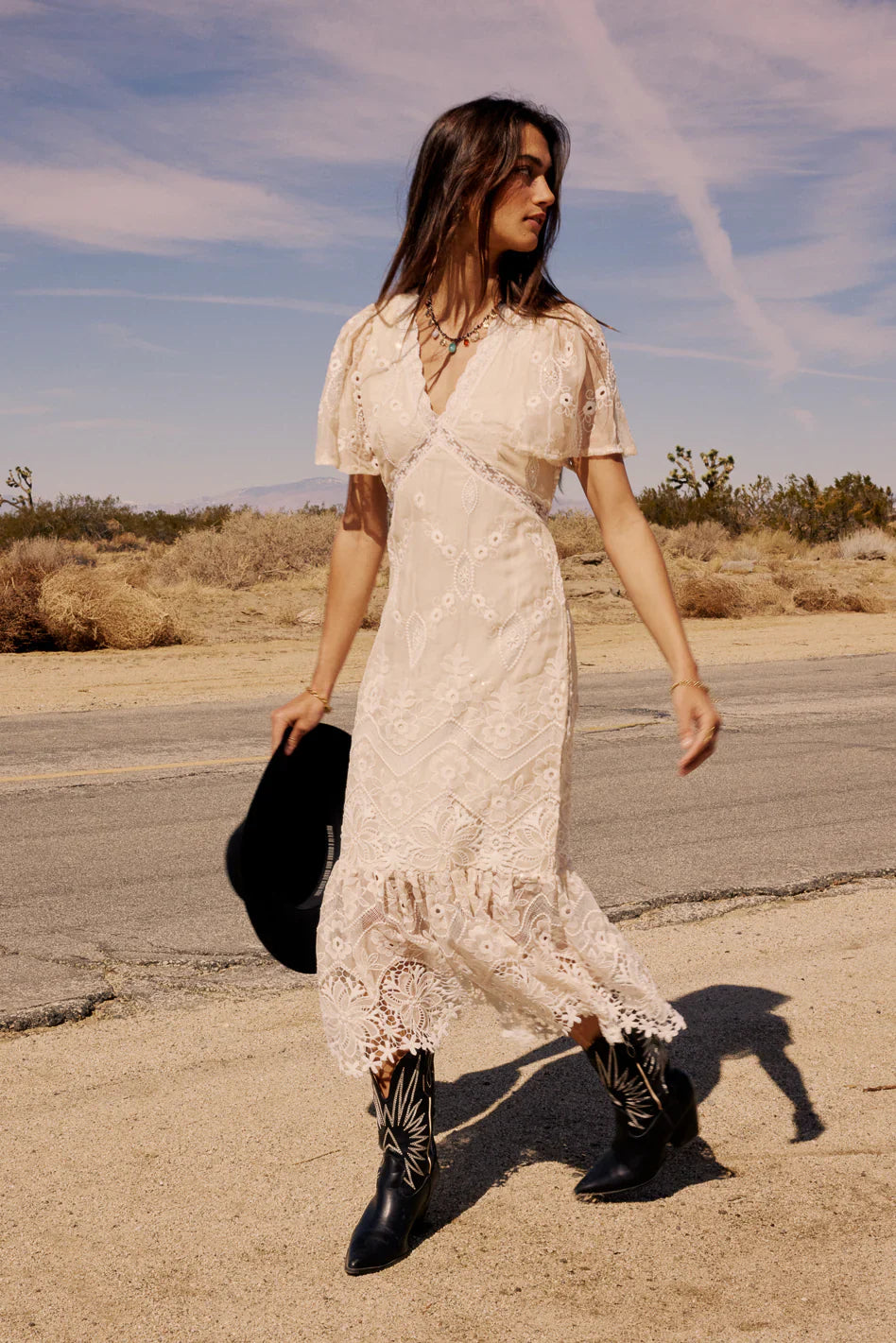 Maxene Embroidered Midi Dress
