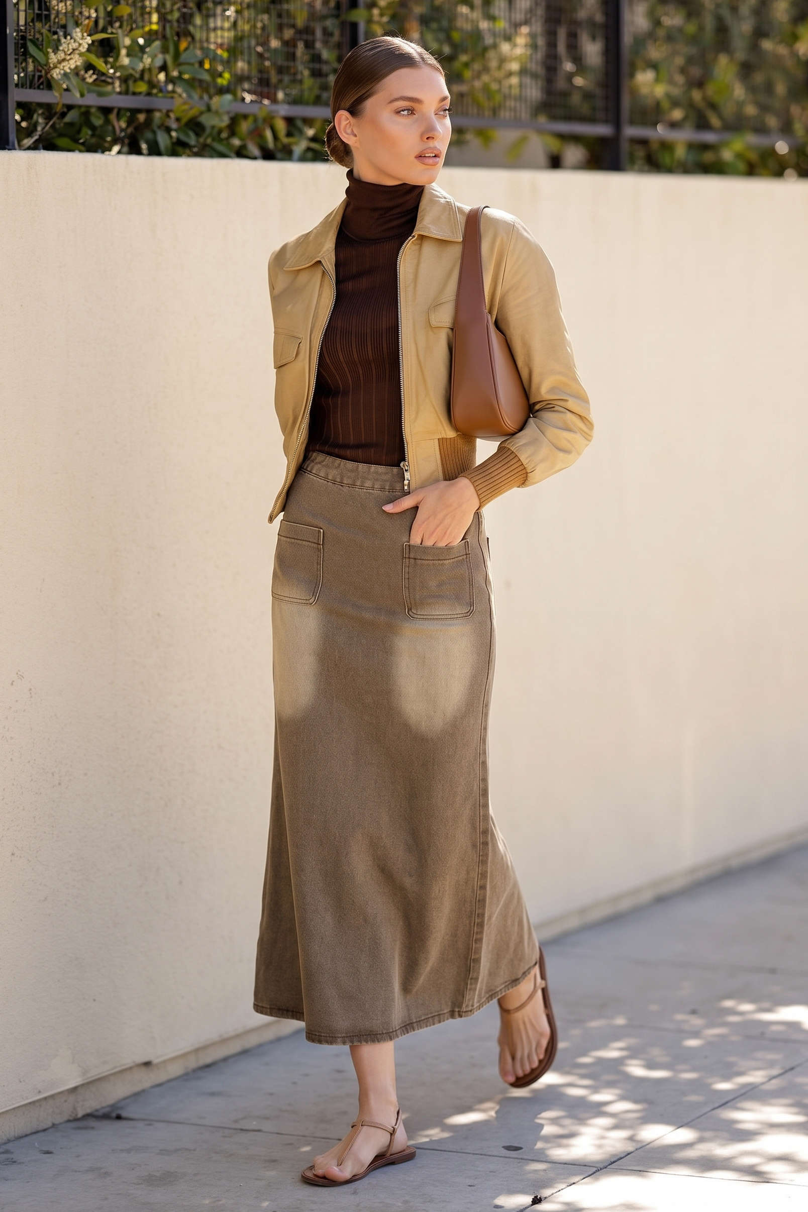 Denim Pocket Zipper Slit Mermaid Skirt