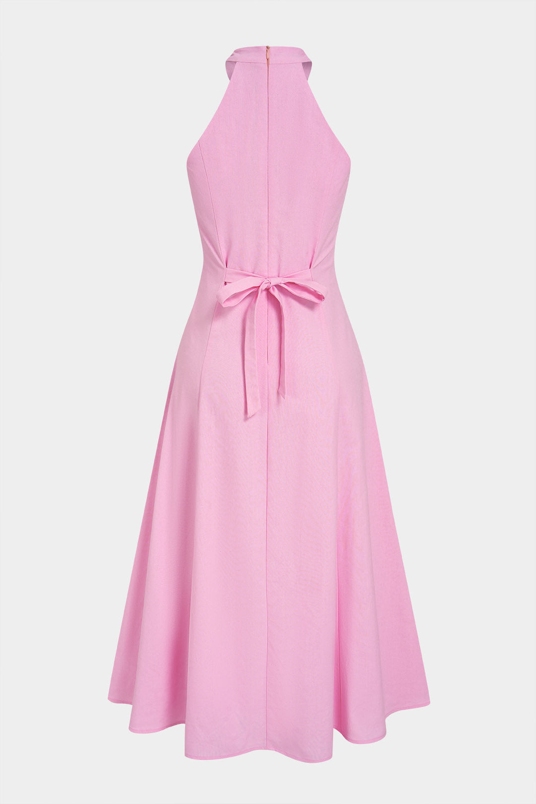 Halter Neck Metallic Button Tie-Up Sleeveless Maxi Dress