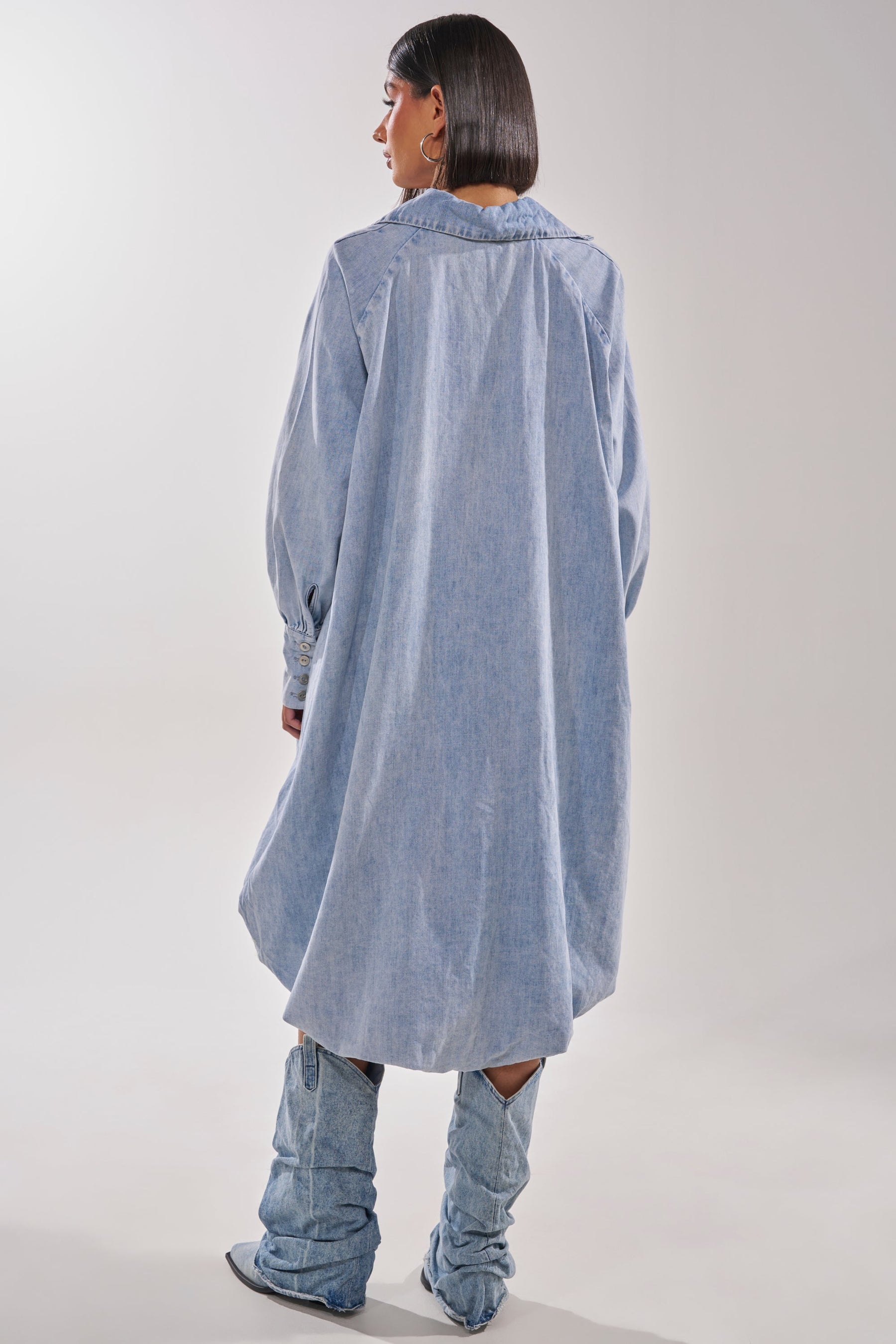 AMELIA DENIM HIGH-LOW DRESS