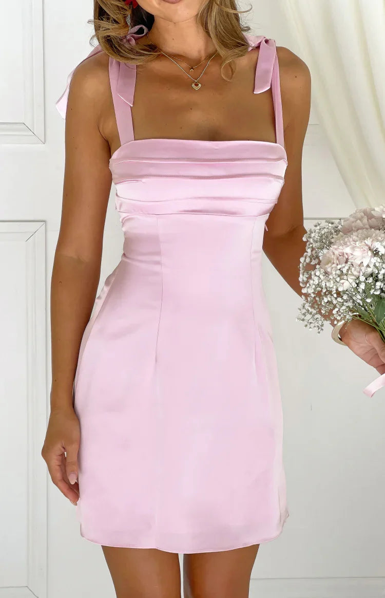 Akira Tall Fit Pink Tie Mini Dress