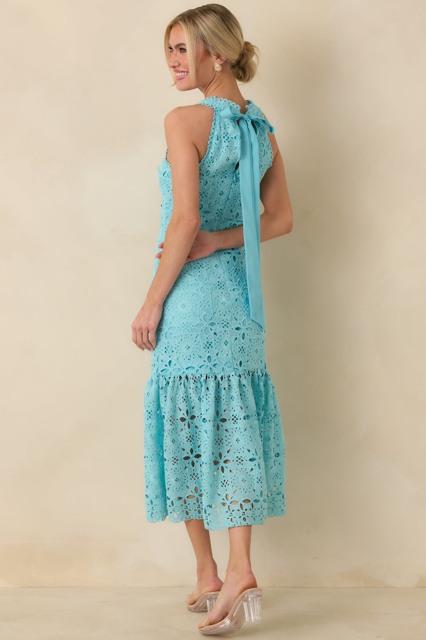 It's A New Day Horizon Blue Floral Embroidered Maxi Dress