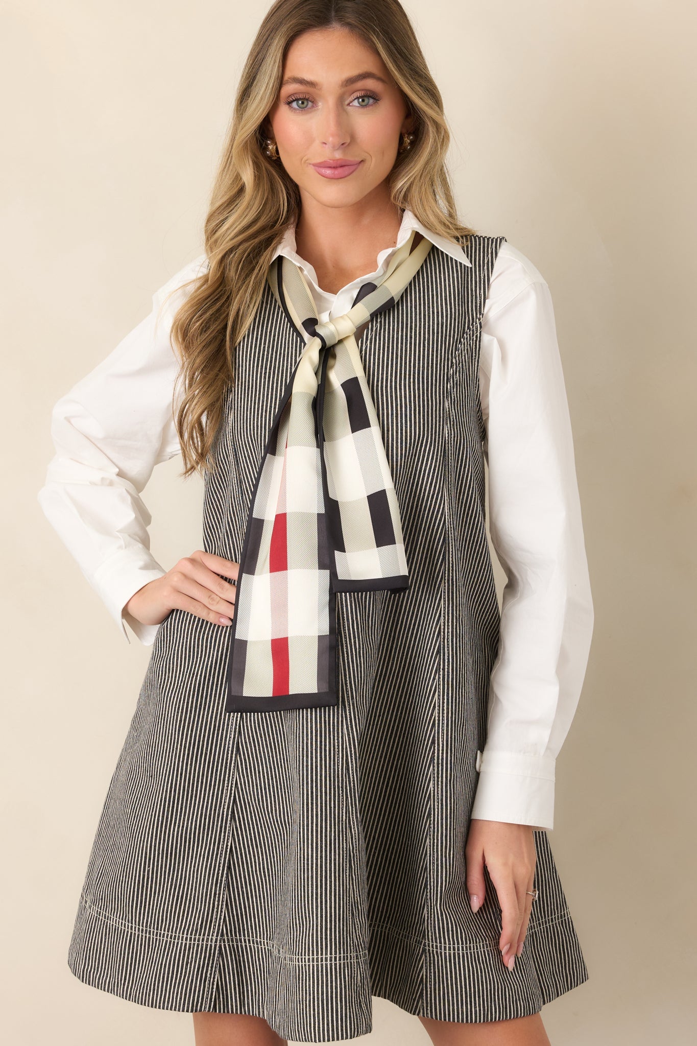 FRNCH Camber Anthracite Grey Stripe Sleeveless Mini Dress