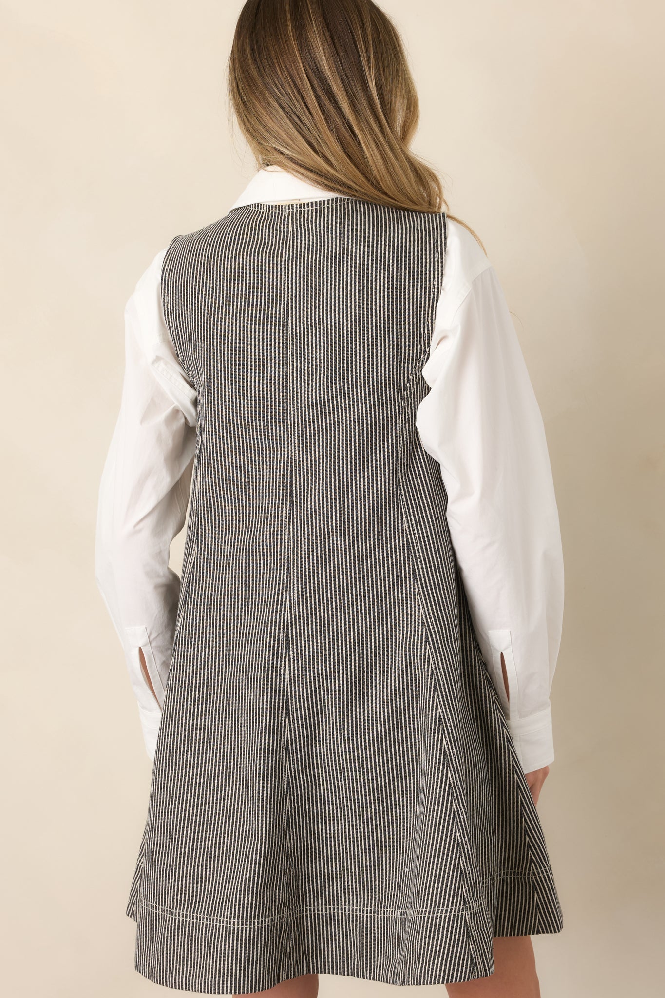 FRNCH Camber Anthracite Grey Stripe Sleeveless Mini Dress