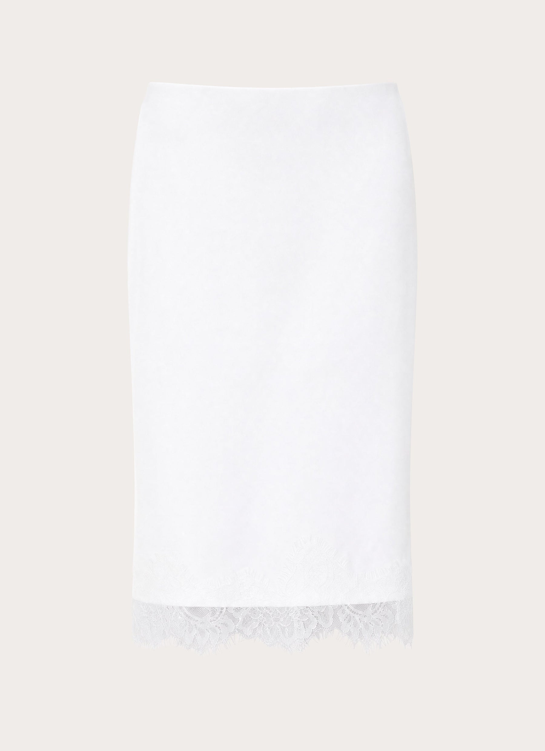 Argelia Lace Trim Midi Skirt - White