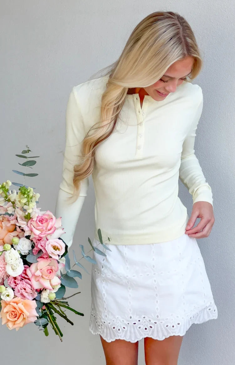 Ayla White Broderie Mini Skort