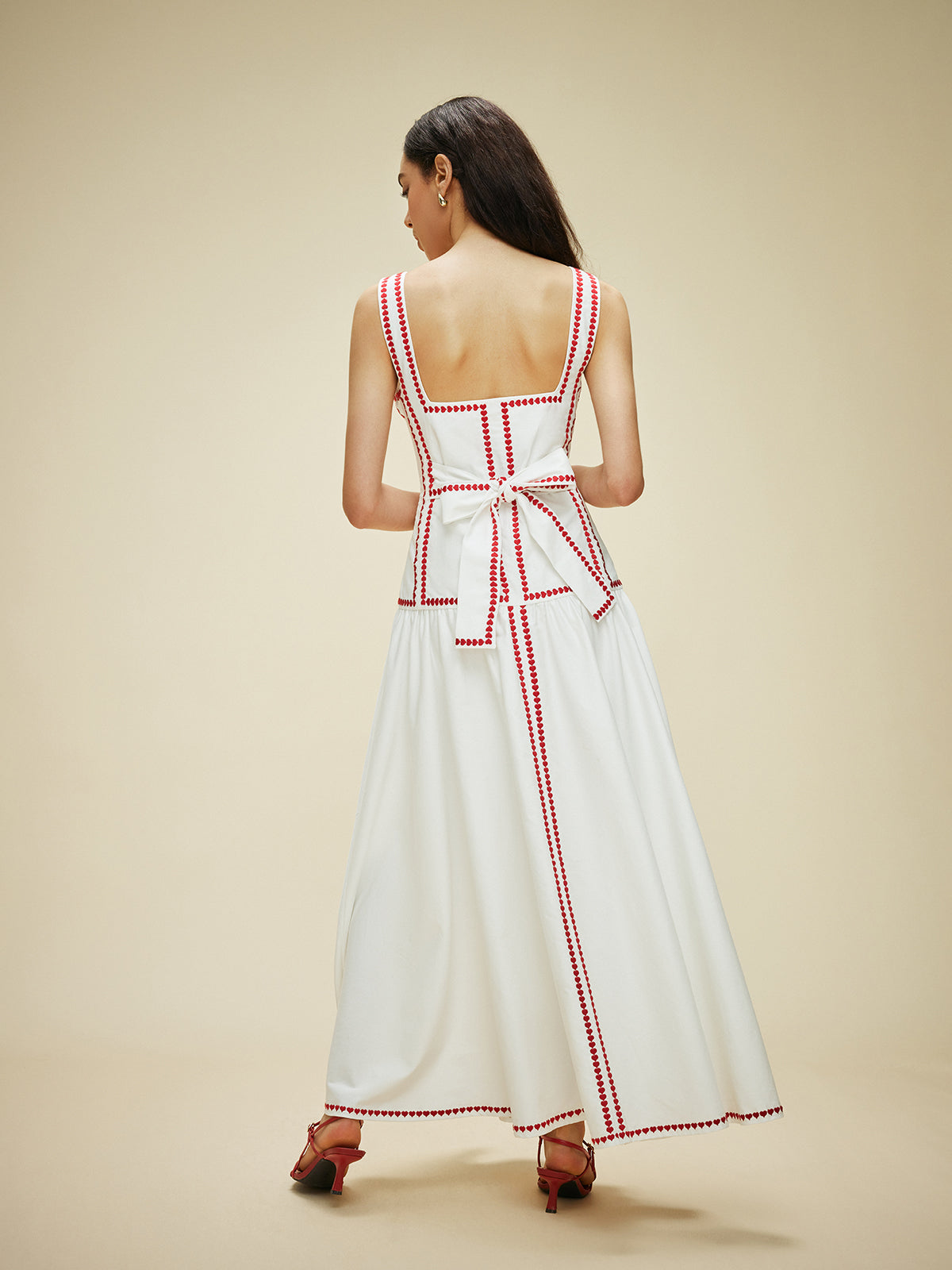 Updated | Lightweight Cotton Contrast Trim Dress with Back Tie