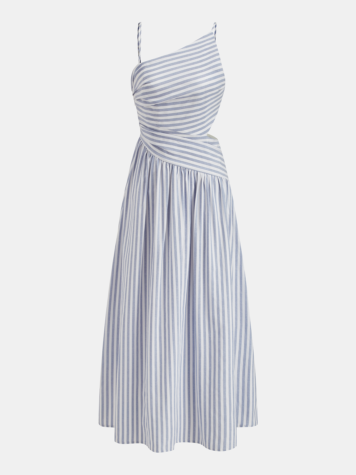 Striped Cut-Out Asymmetric Cami Maxi Dress