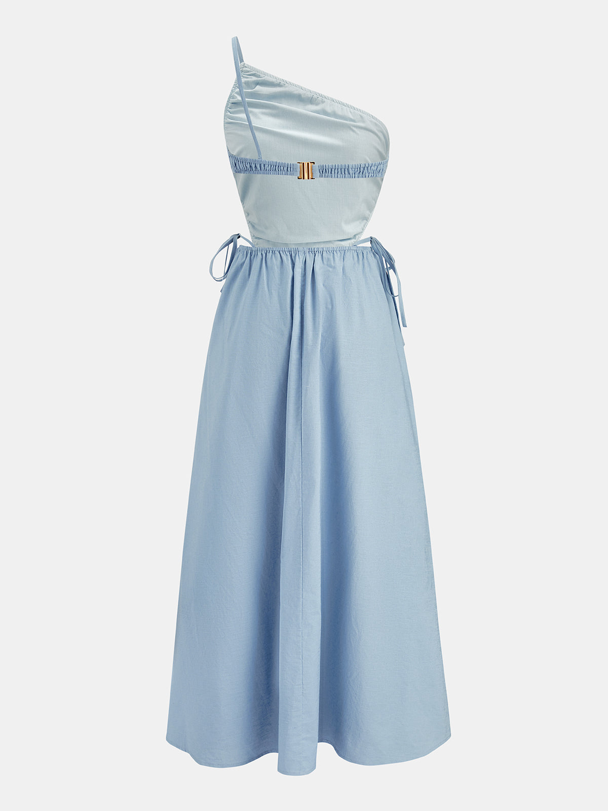 Cutout Tie-Side Cotton Linen Midi Dress
