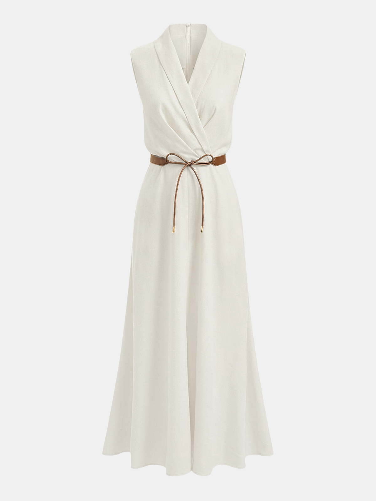 Belted Sleeveless Wrap Maxi Dress