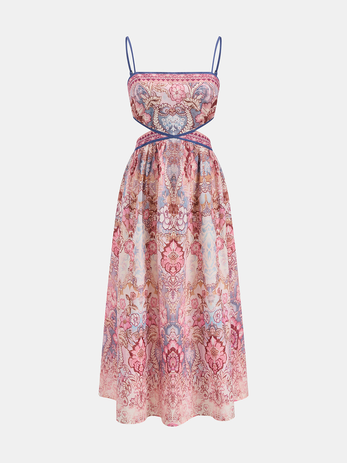 Vintage Floral Cutout Back Tie Maxi Dress