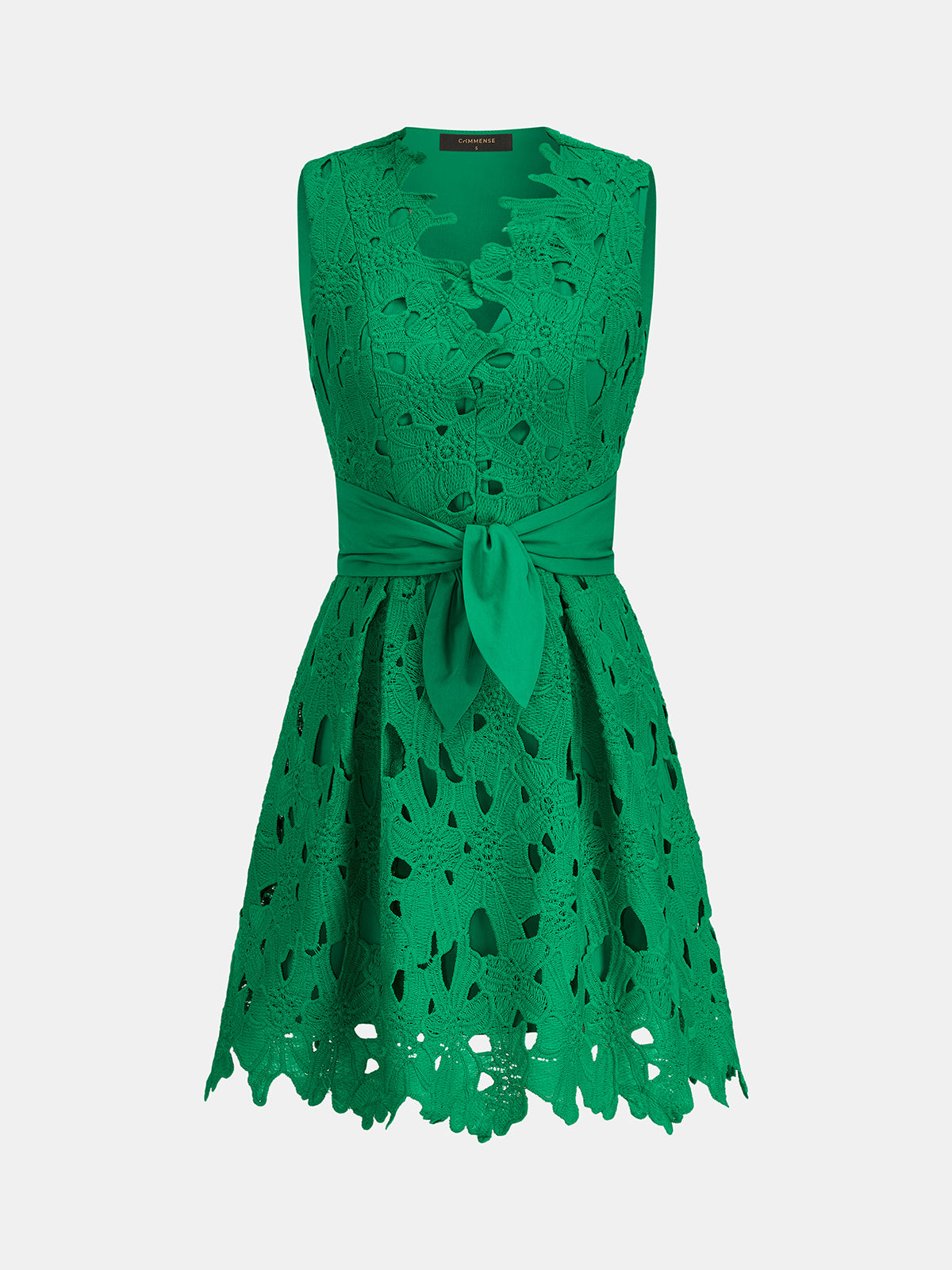 Crochet Lace Belted Sleeveless Mini Dress