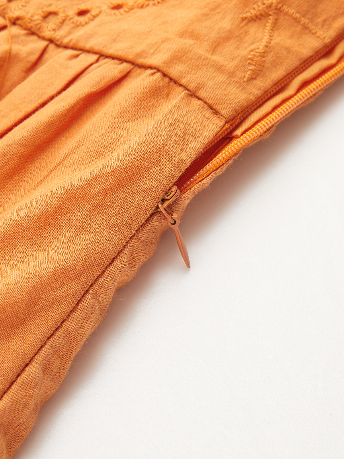 Scallop V Neck Eyelet Belted Mini Dress