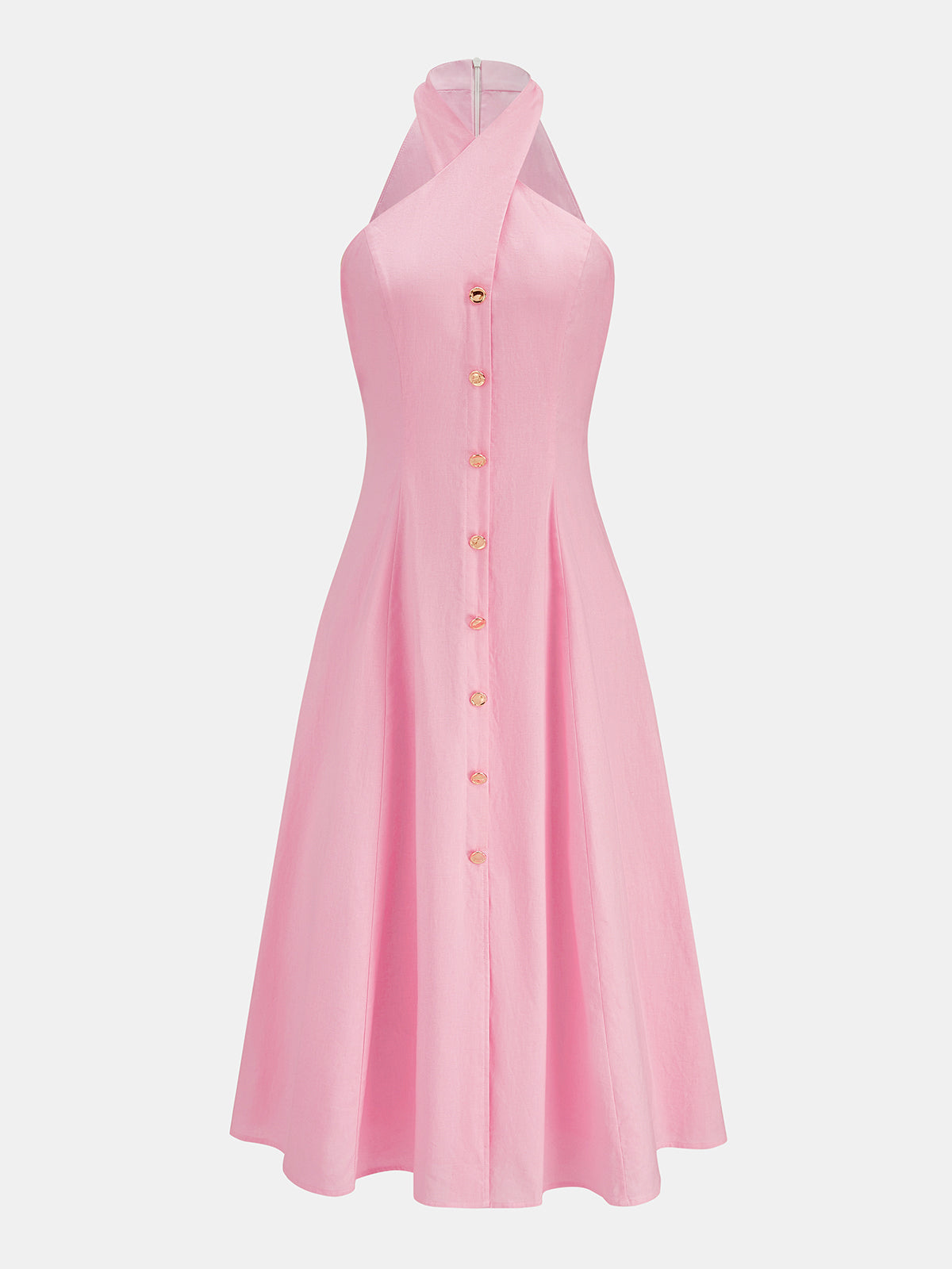 Crisscross Halter Cotton Linen Maxi Dress