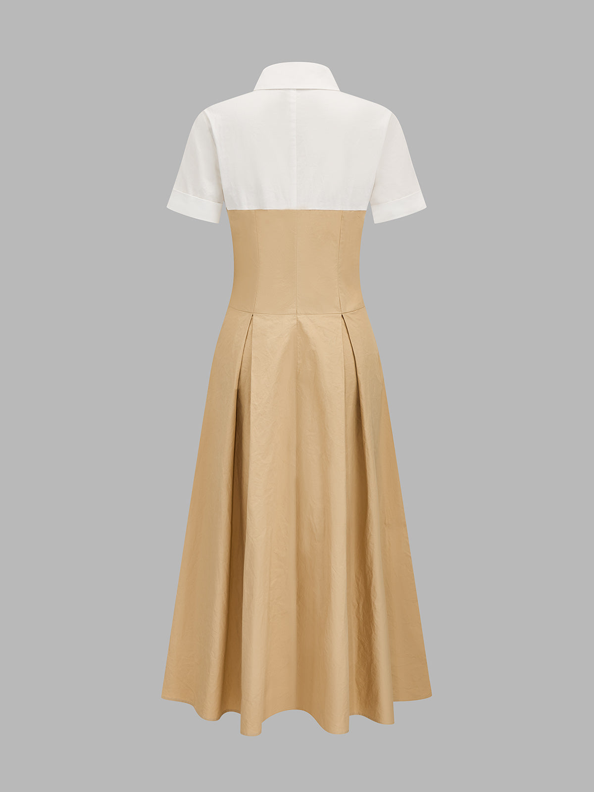 Fake Two Piece Shirt Collar Pleated Maxi Dress