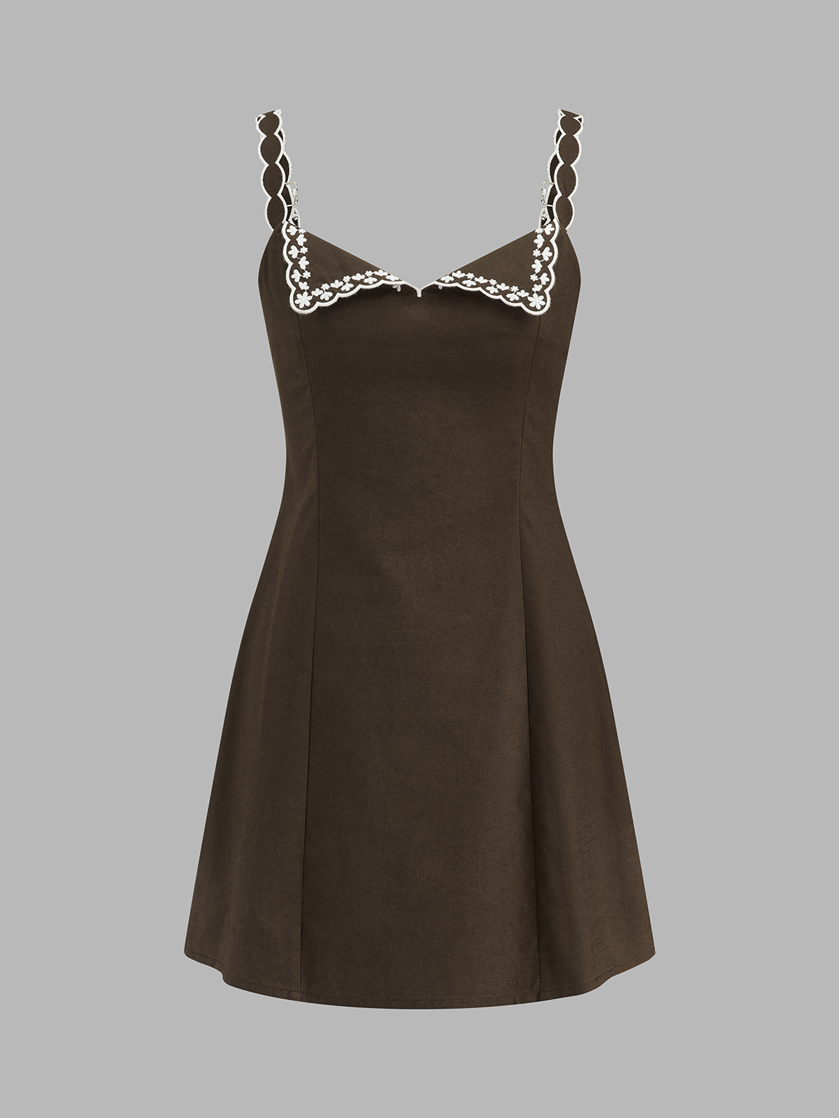 Embroidered Cotton Linen Cami Mini Dress