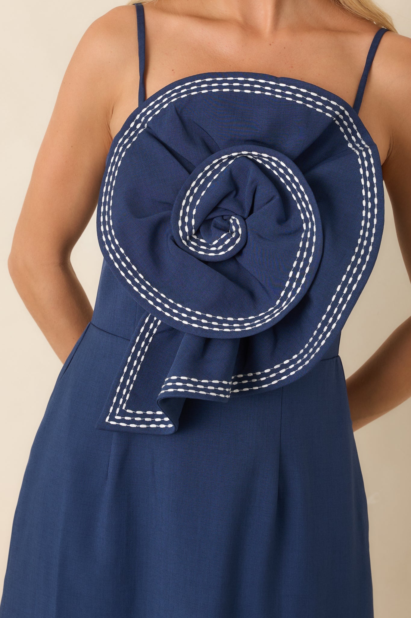 Quite the Impression Navy Rosette Midi Dress