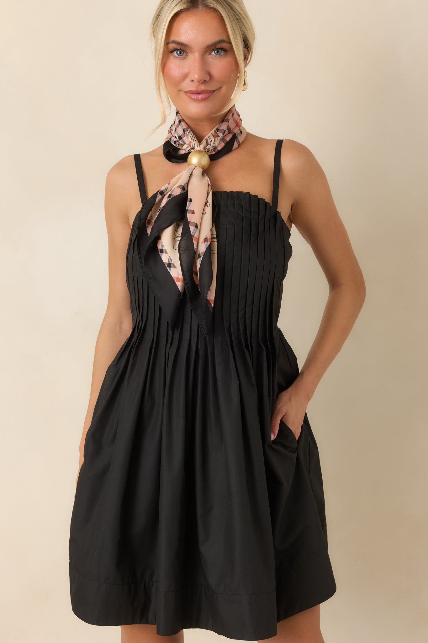 Pressed to Impress Black Pleated Mini Dress
