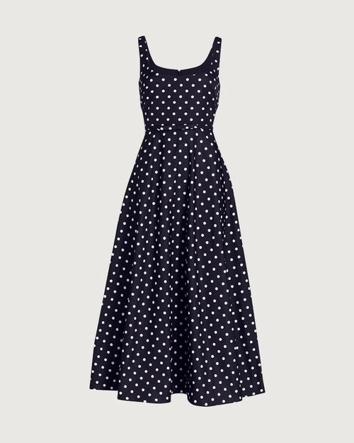 19 Momme Silk Polka Dot A Line Midi Dress