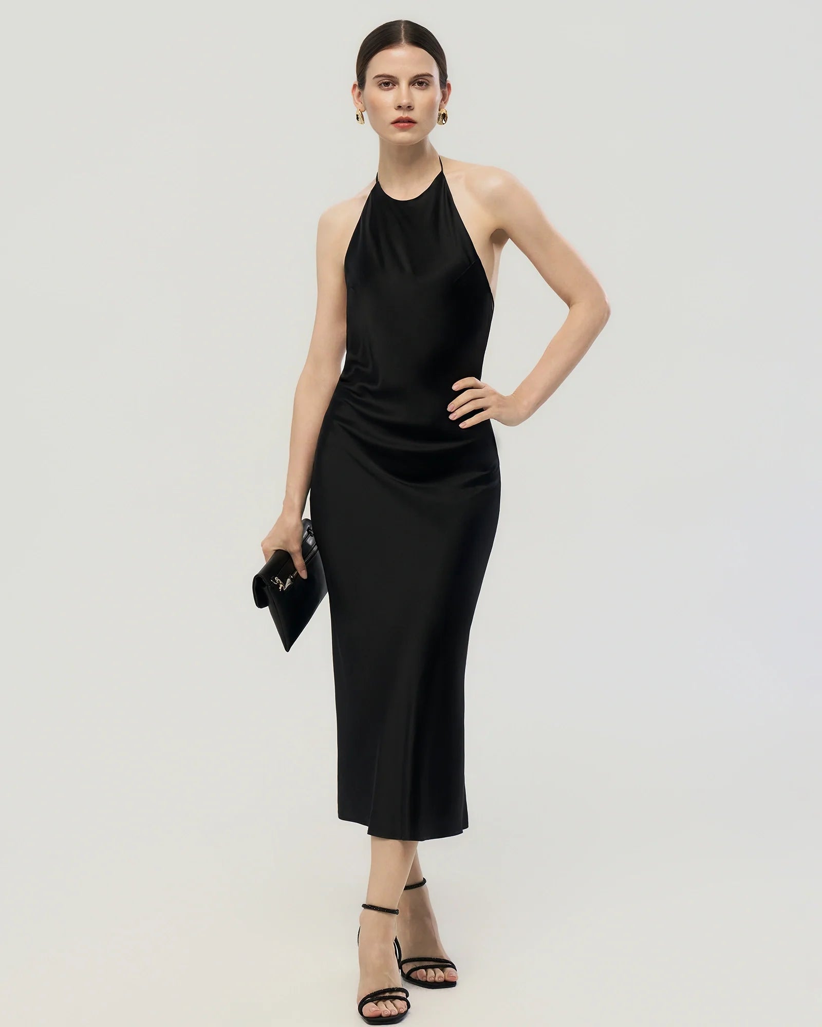 22 Momme Open Back Silk Halter Dress