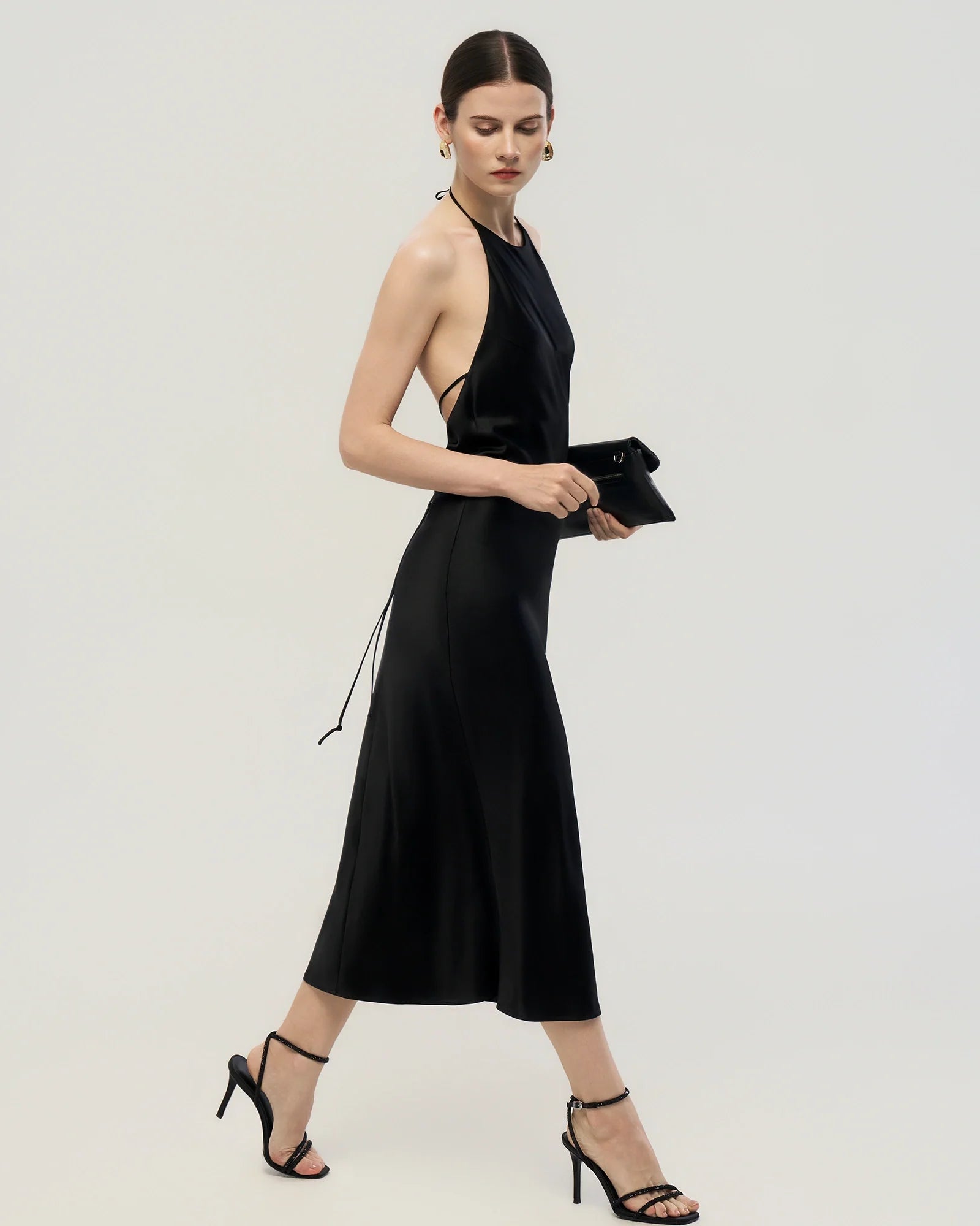 22 Momme Open Back Silk Halter Dress