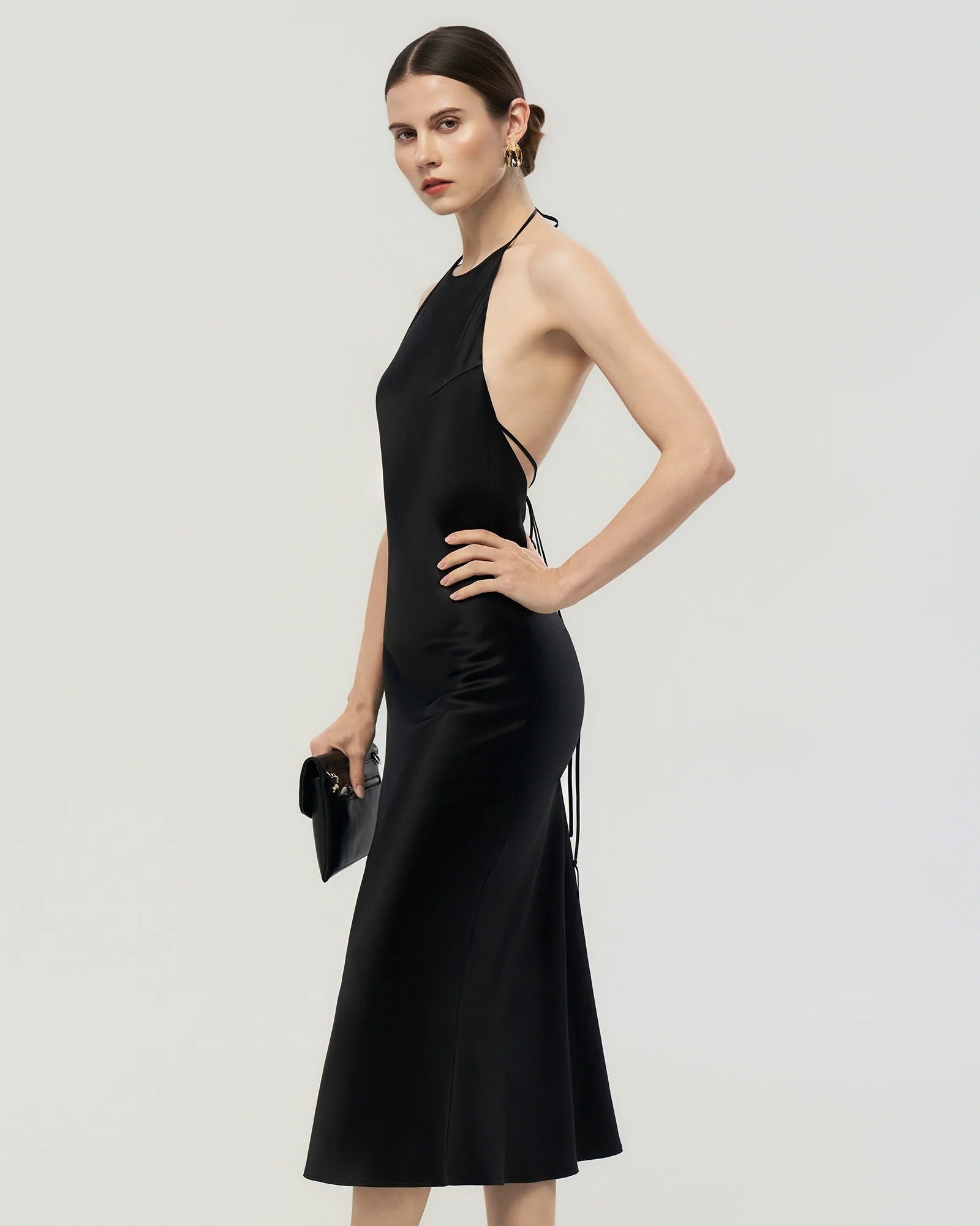 22 Momme Open Back Silk Halter Dress