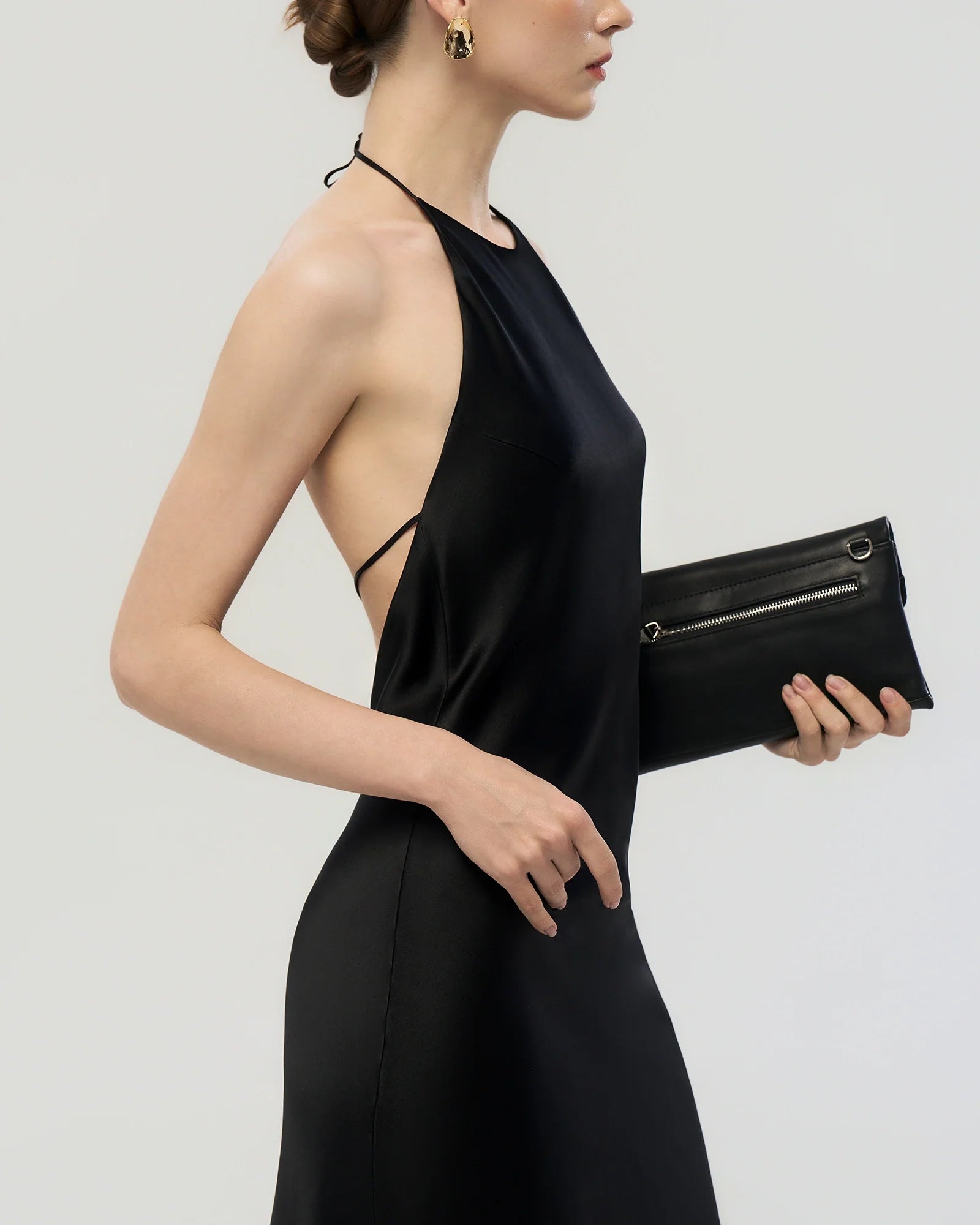 22 Momme Open Back Silk Halter Dress