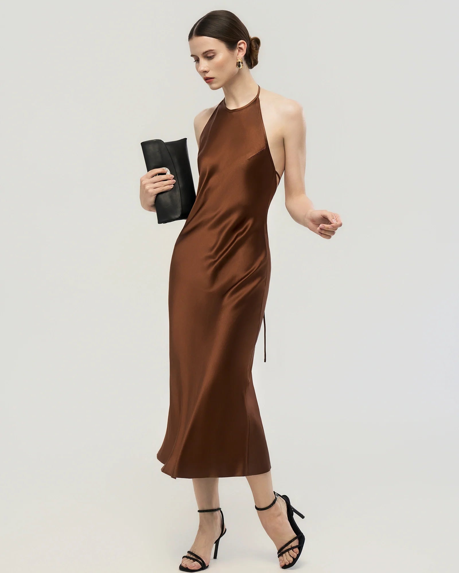 22 Momme Open Back Silk Halter Dress